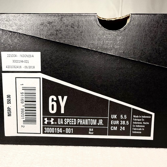 Under Armour  Kids Speed Phantom Jr. Football Cleats, Balck, 6Y - Picture 6 of 7